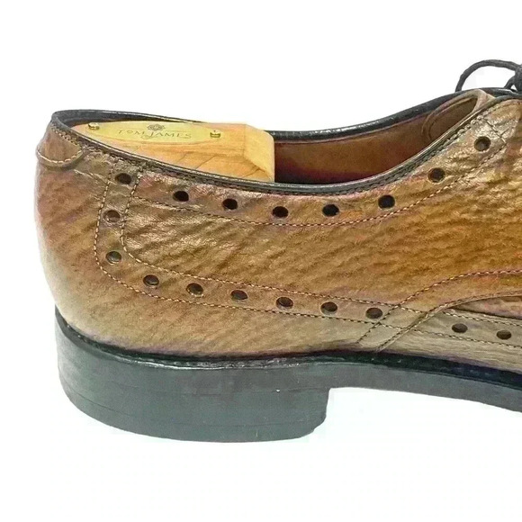 VTG Allen Edmonds Nassau Brown Sharkskin Mens Wingtip Brogue Oxford Sz 10.5/44.5 - Picture 9 of 16